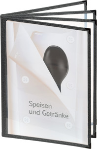 Menükarte Liberty kristall 8 seitig Schwarz Grau Menükarte Liberty kristall 8 seitig Schwarz Grau